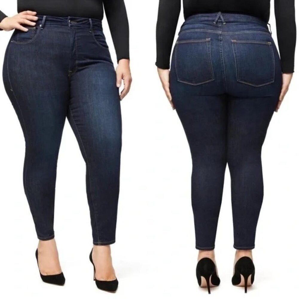 Good American Good Classic Jeans Size 16 Crop High Rise Stretch Denim Straight